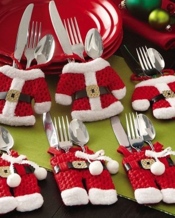 🔥6 Stück Weihnachts-Besteckhalter. Messer- und Gabelbeutel