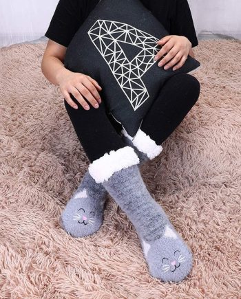 Fuzzy-Katzensocken mit Greifern für Damen