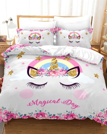 Dreamy Rainbow 3D Digital Print Bedding Set, 3-Piece Quilt Cover with Pillowcases