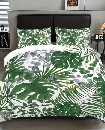 Tropical Plants Digital Print 3-Piece Bedding Set – Duvet Cover & Pillowcases