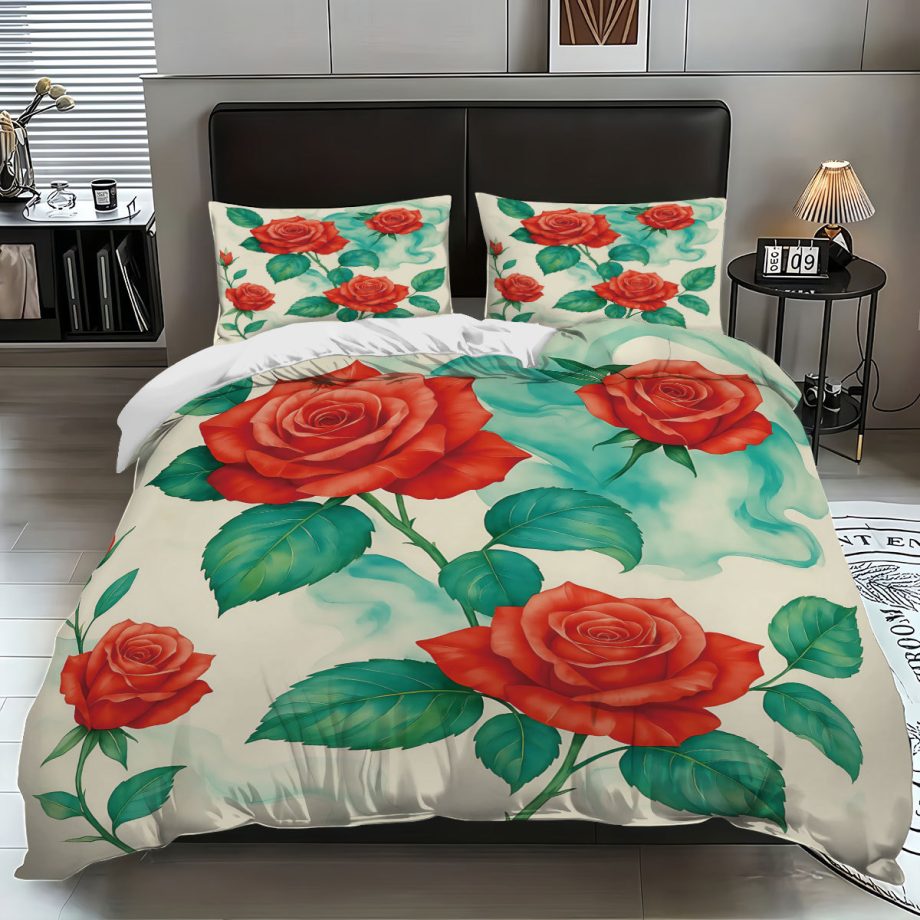 Tropical Plants Digital Print 3-Piece Bedding Set – Duvet Cover & Pillowcases