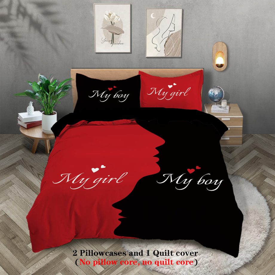 Crown & Letter Couple 3-Piece Bedding Set – Duvet Cover & Pillowcases
