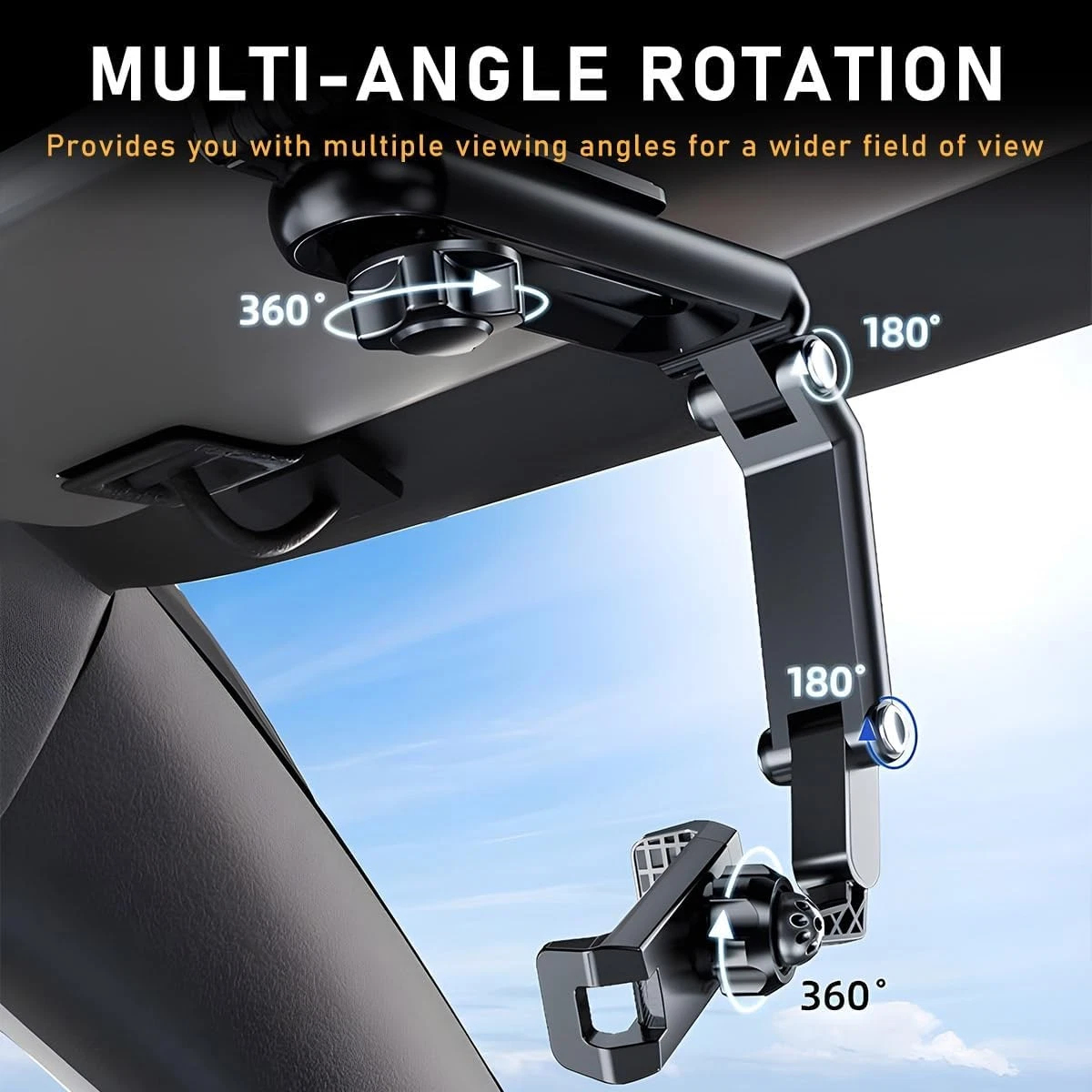 Rotatable and Retractable Phone Holder - 1080 Multifunction Sun Visor Univer