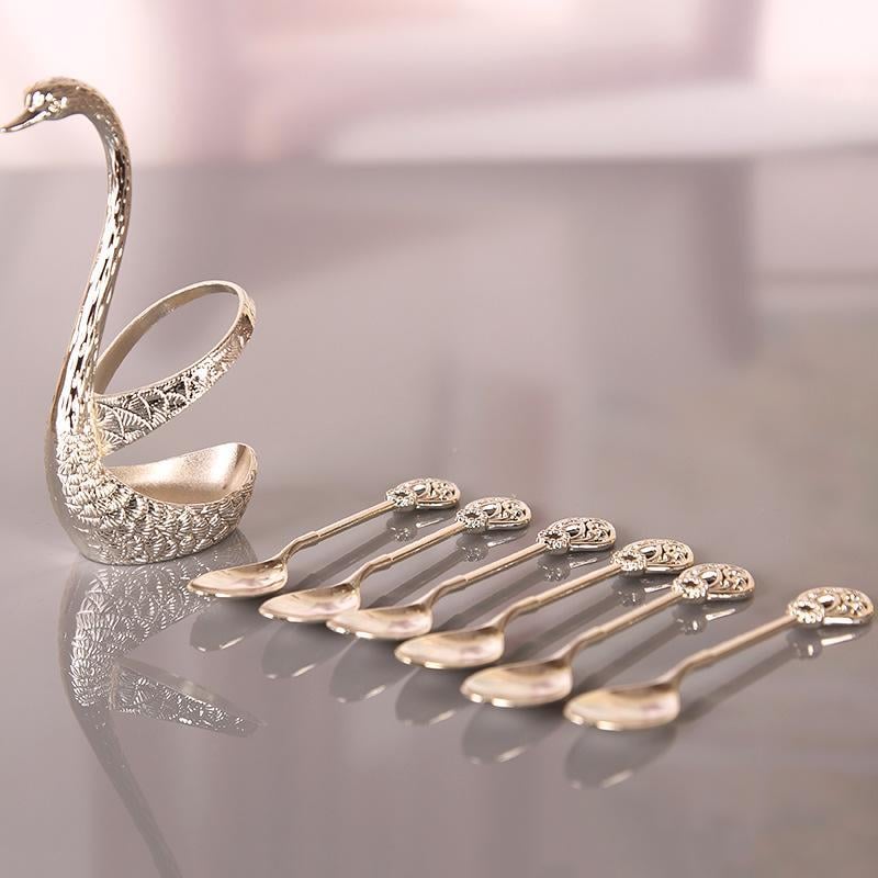 ✨🔥Hot Sale 49% OFF🎁Creative swan design coffee stirring spoon set (6 spoons)✈️Buy more save more🔥